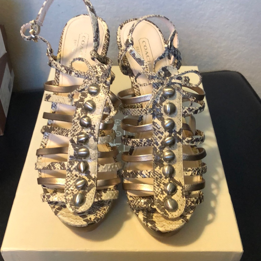 Coach Sarafina snake platform heels